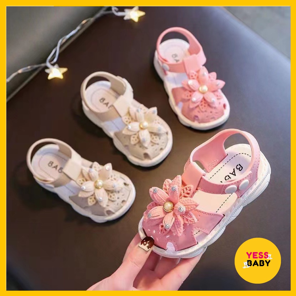 [COD] YESSBABY ROSE Sandal Flat Flower Anak Perempuan Lucu Lembut Import Termurah Kekinian Sendal Casual