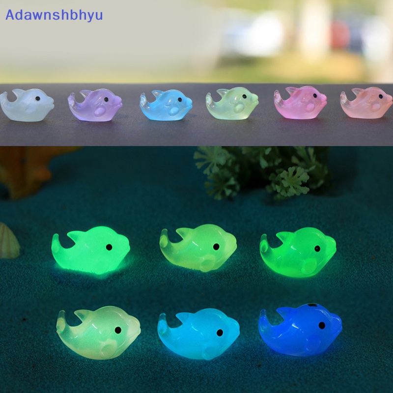 Adhyu Mungil Resin Warna-Warni Lumba-Lumba Lucu Mini Bercahaya Micro Ornamen Miniatur Hewan Kerajinan Tangan Mikro Lanskap DIY Peri Dekorasi Taman ID