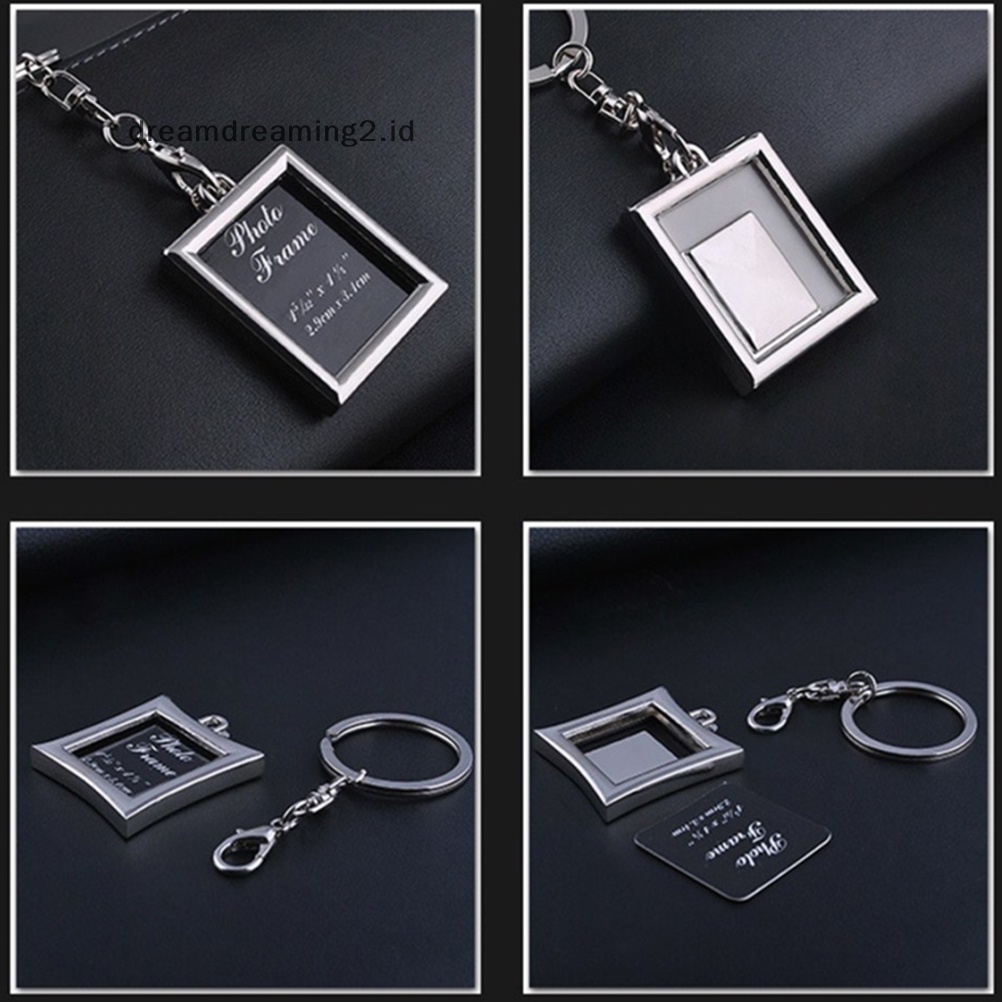 (drea) 1pc Chic Transparan Bening Insert Foto Bingkai Foto Gantungan Kunci Ring Rantai Keychain //