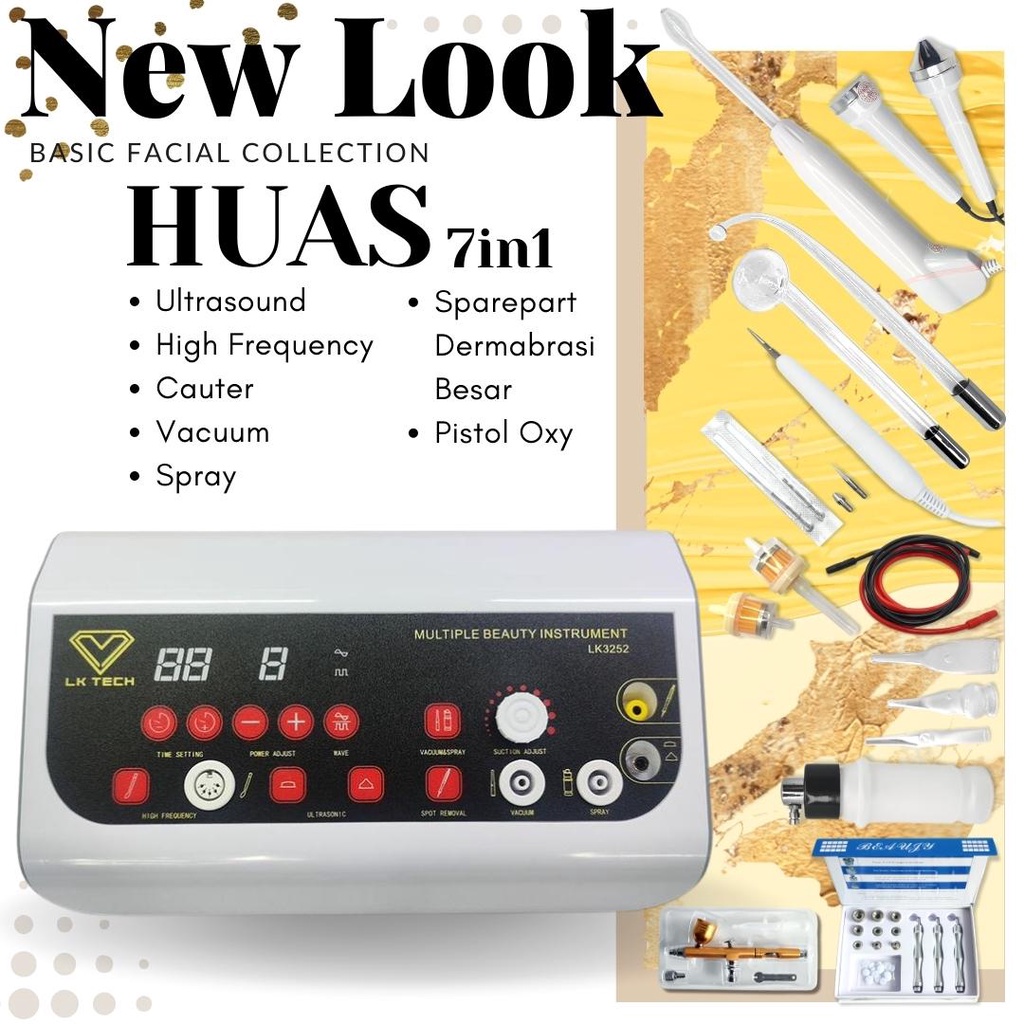 New Look Basic Facial Huas 5in1 6in1 7in1 Beauty Care Detox Vacuum Komedo HF Oxygen Spray Cauter