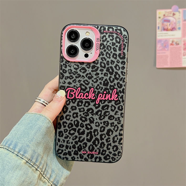 IPHONE Casing Ponsel Desain Berwarna Double Layer Print Leopard Layar Penuh Minimal Kompatibel Dengan Iphone12 13 14 11 Pro Max Vvrrt