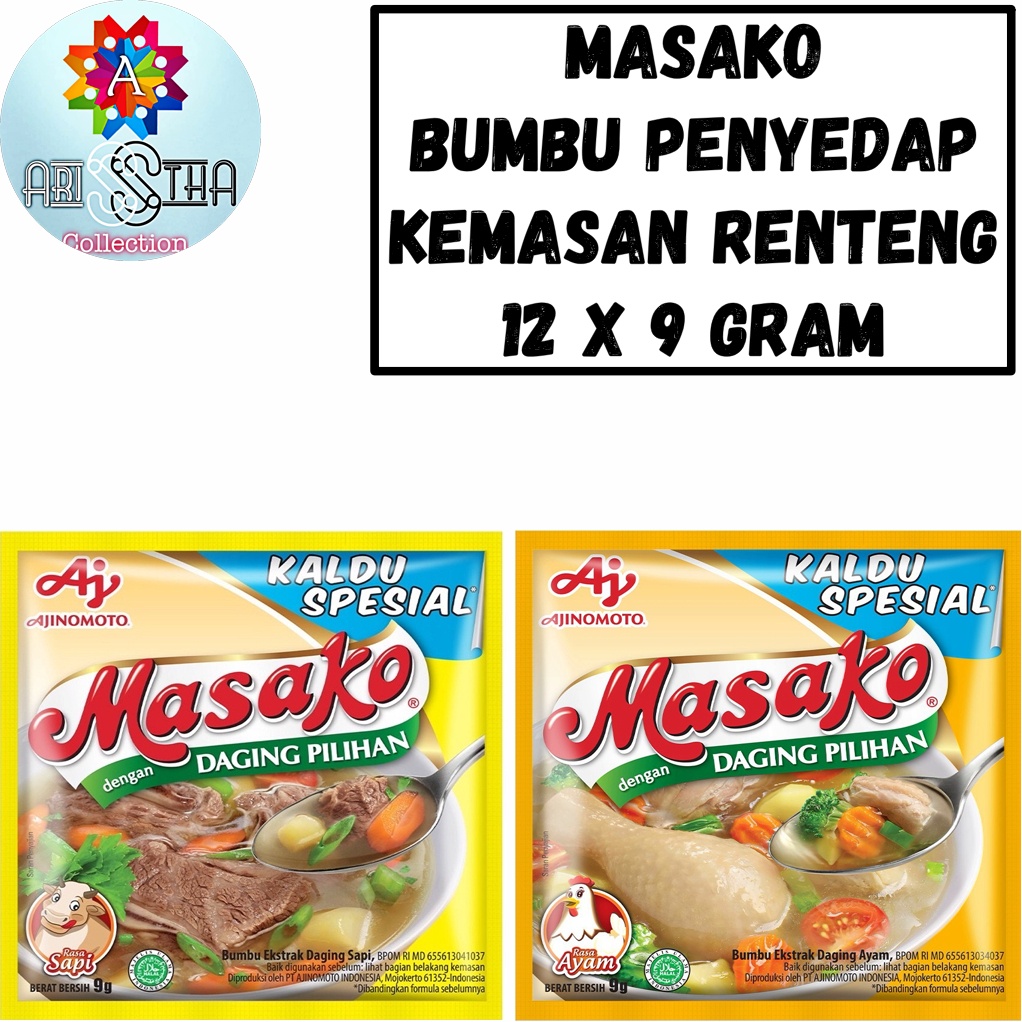 

Bumbu Penyedap Masako Sachet @11 Gram (12 Pcs) [Ayam/Sapi]