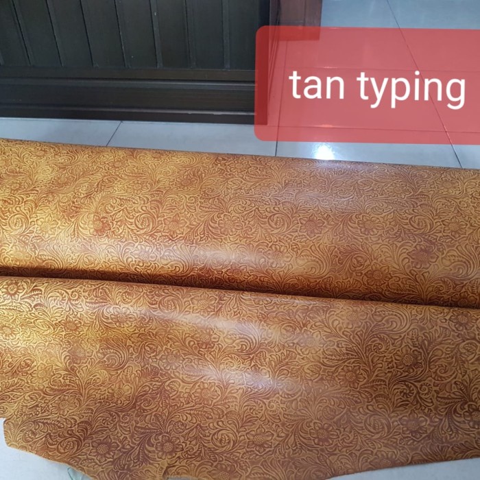 Produk Laris Kulit Sapi Lembaran Motif Batik Bunga Tan typing 1 Premium grade