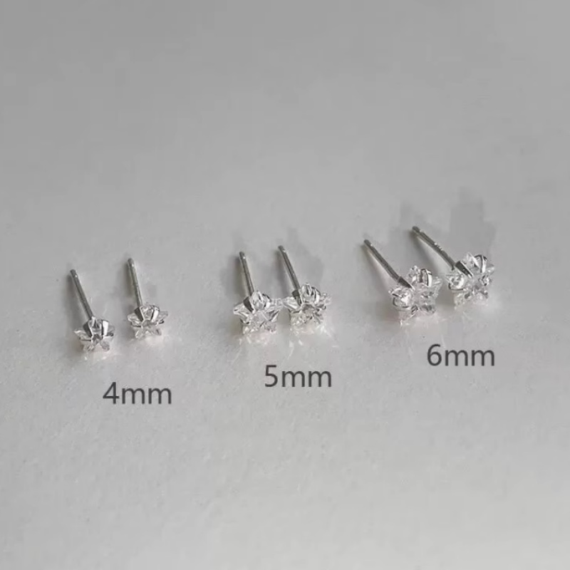 Papaozhu Halus s925 Perak Zirkon Berkilau Bintang Stud Anting-Anting Untuk Wanita Gadis Indah Kecil Geometris Anting-Anting Pick Gratis Pakaian Sehari-Hari Telinga Perhiasan Aksesoris