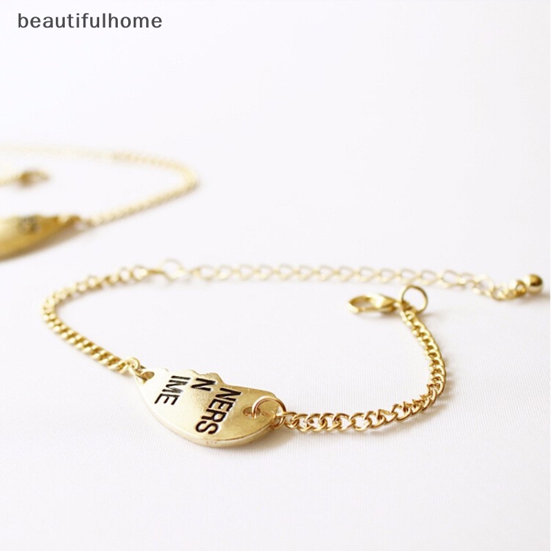 {beautifulhome} 2pcs Set Gelang Liontin Hati Split Best Friends Forever Untuk Hadiah Persahabatan.