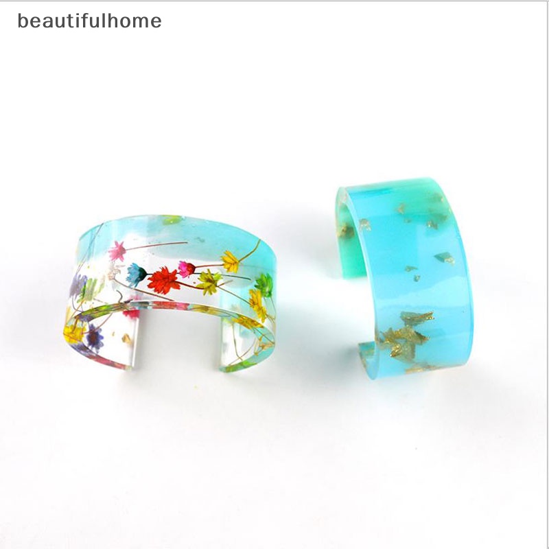 {beautifulhome} Open Cuff Silicone Mold Membuat Perhiasan Gelang Bangle Cetakan Resin Bunga DIY.