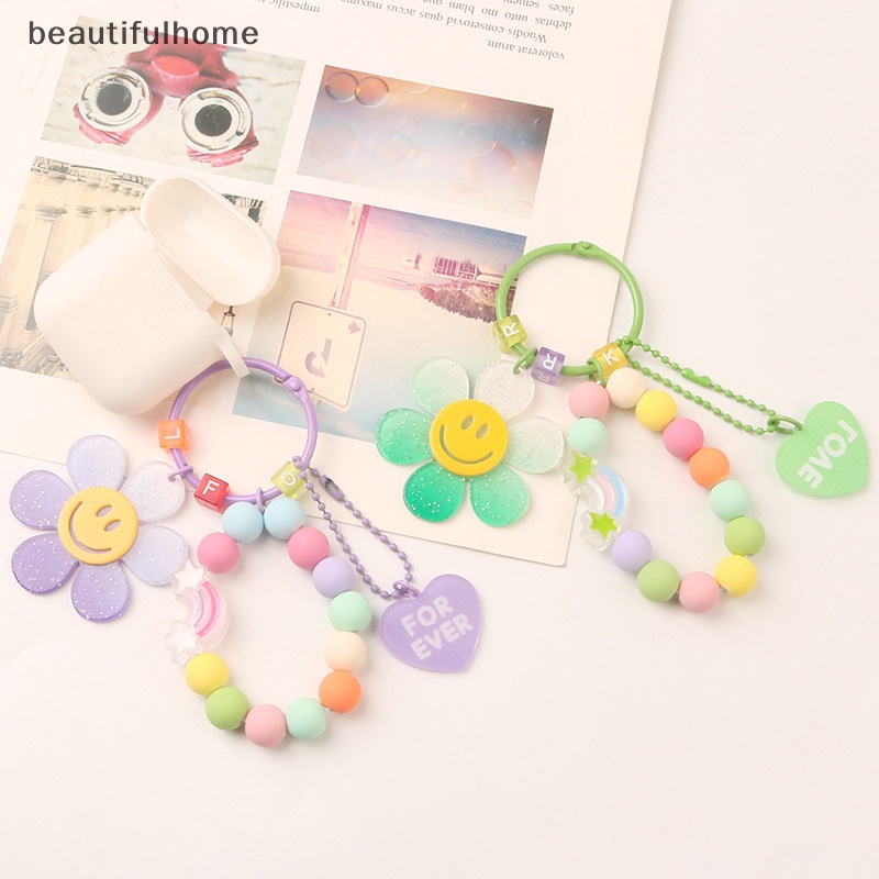 {Cantikrumah} Pendnat Bunga Matahari Lucu Gantungan Kunci Untuk Wanita Gaya Korea Tas Gantungan Kunci Berwarna Manik-Manik Gelang Keyrings Aksesoris Untuk Earphone.