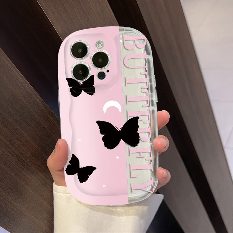 IPHONE Butterfly Casing Ponsel Transparan Kompatibel Untuk Iphone14 13 12 11 Pro Max7 +8 Plus XS X XR Casing Silikon Shockproof Cover Cell Precticer