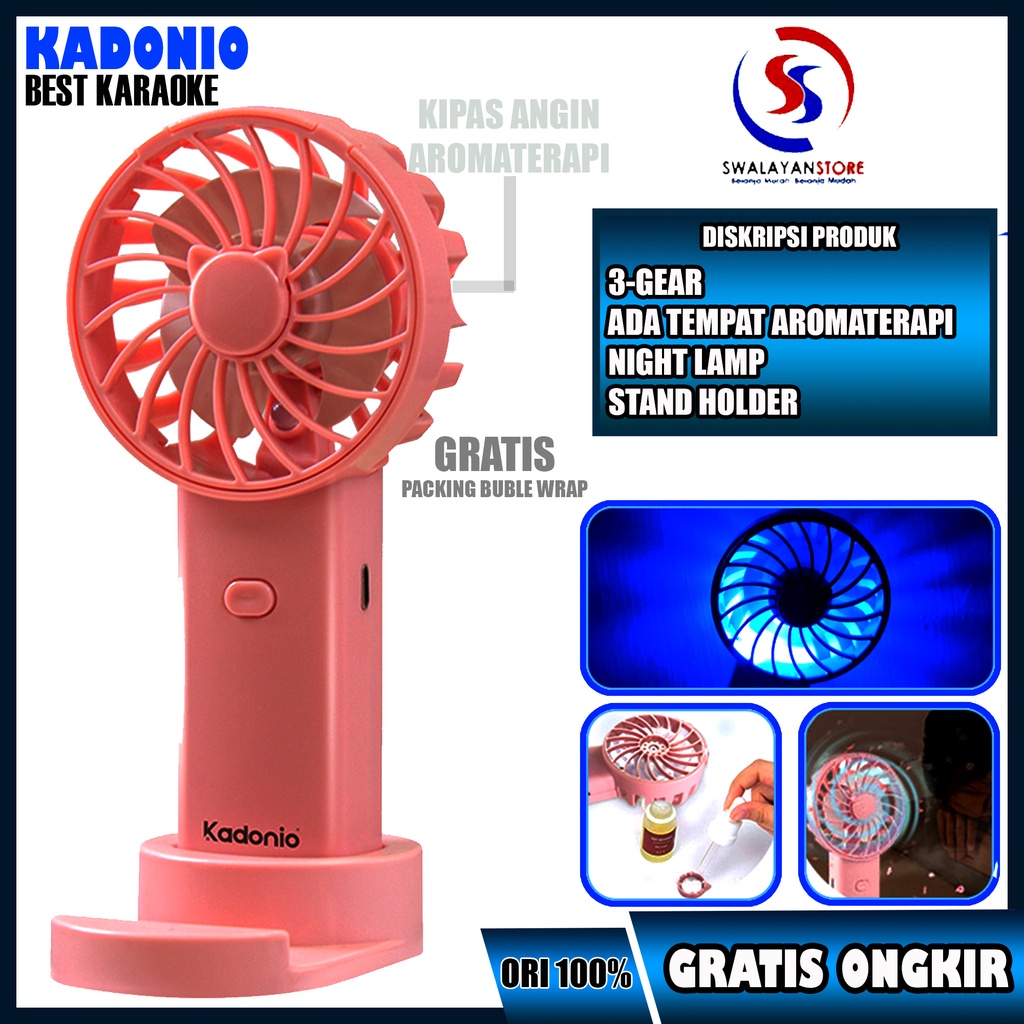 Kipas Angin USB Aromaterapi KADONIO Mini Portable Cas Karakter Dapat Digunakan Sebagai Dudukan Ponsel KL-FN20