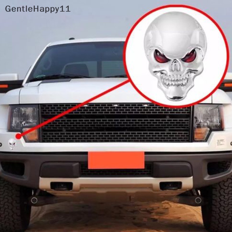 Gentlehappy 3D Metal Skull Bone Stiker Motor Mobil Decals Dekorasi Emblem Badge id