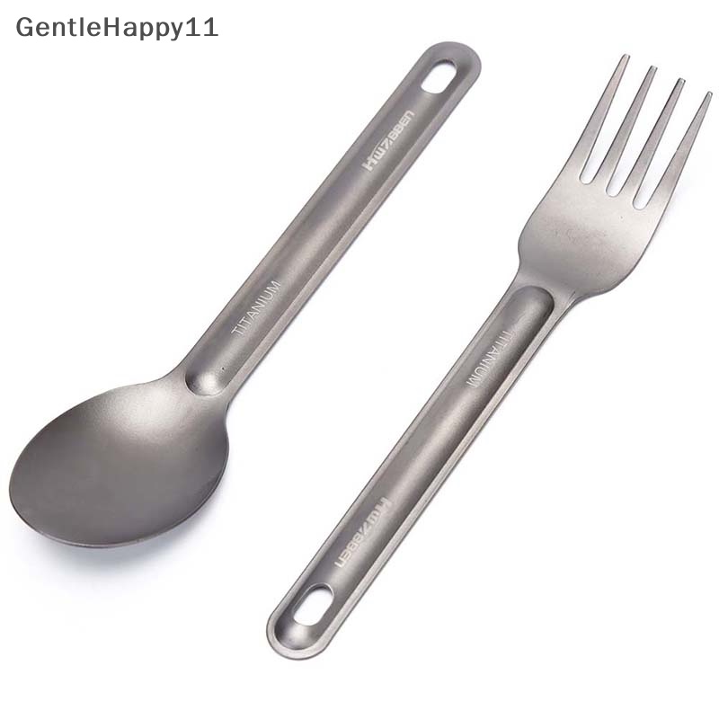 Gentlehappy 1pc Garpu Sendok Titanium Ringan Untuk Peralatan Makan Camping Outdoor id