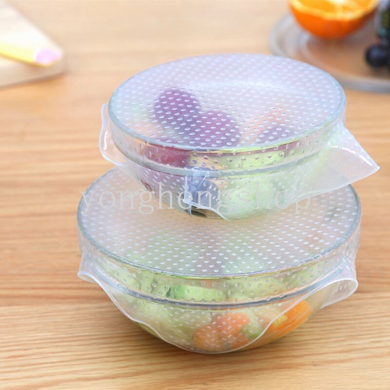 Silikon Bungkus Makanan Bening Cling Film Multifungsi Reusable Stretchable Lid Kulkas Food Preservation Seal Covers Fresh Keeping Bowl Cover Kitchen Gadget