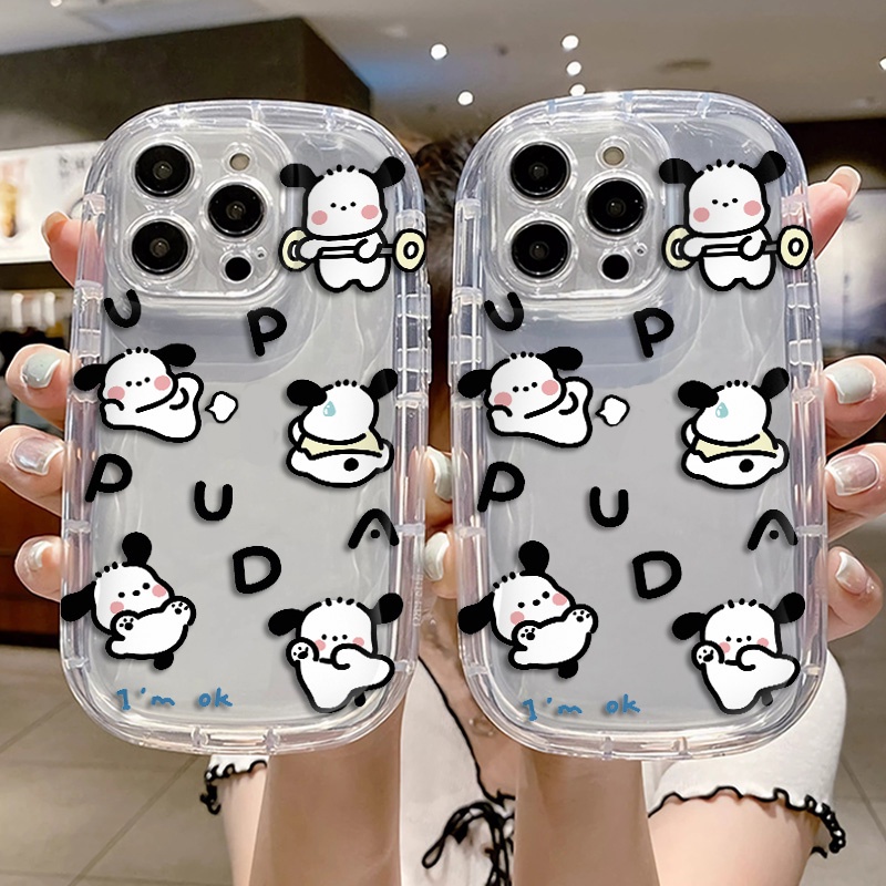 IPHONE Casing Ponsel Transparan Anjing Lucu Kompatibel Untuk Iphone14 13 12 11 Pro Max XS X Xr8 +7Plus Casing Silikon Lembut Shockproof Cover Cell Precticer