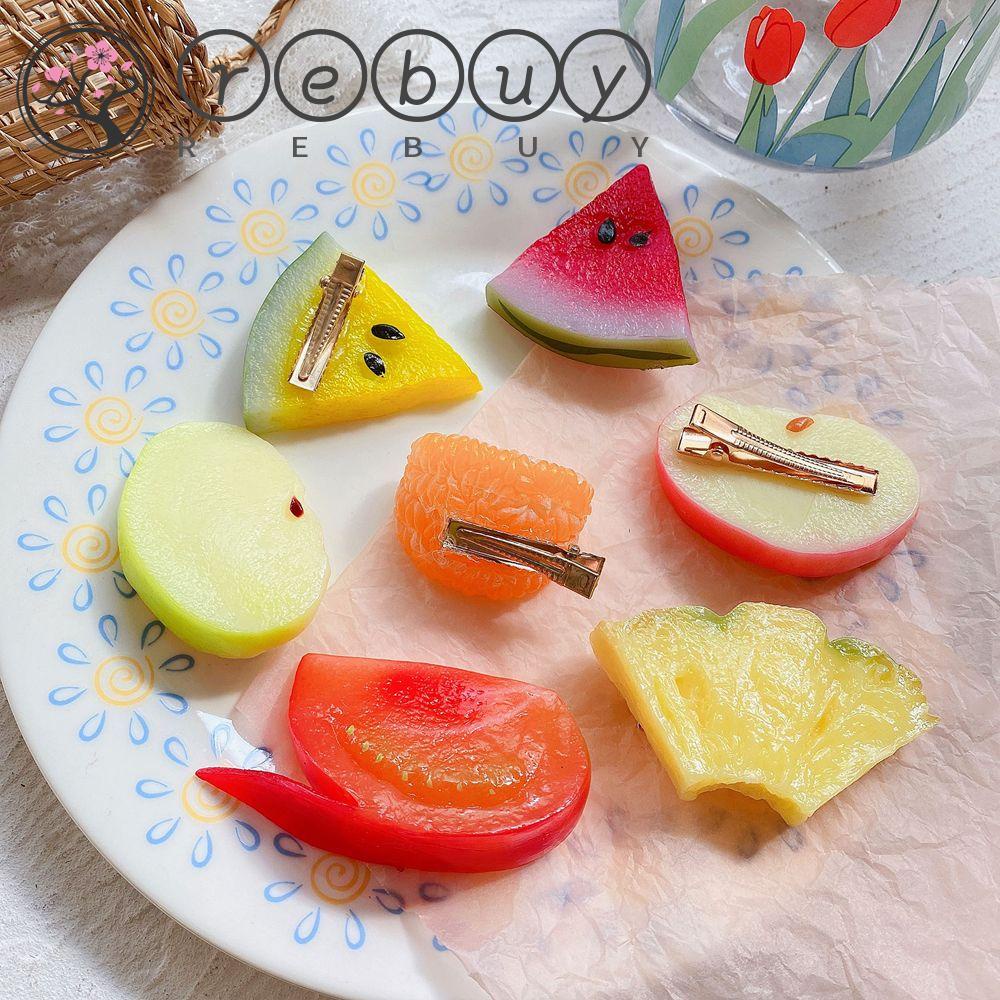 Rebuy Simulasi Buah Rambut Klip Fashion Manis Lucu Sisi Klip Aksesoris Rambut Hiasan Makanan Poni Pemegang Klip Gadis Wanita Jepit