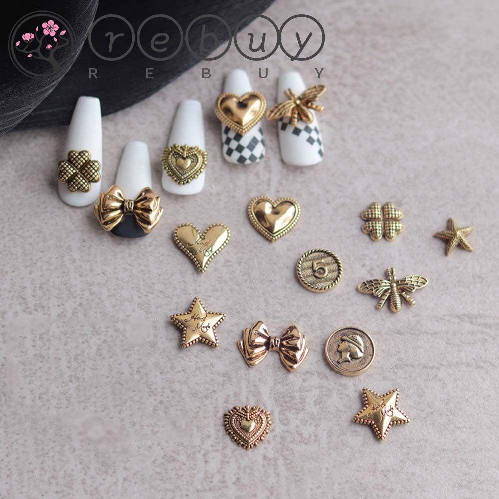 Rebuy 3D Nail Art Dekorasi Fashion Jepang Cinta Hati Lebah Bintang Ikatan Simpul DIY Ornamen