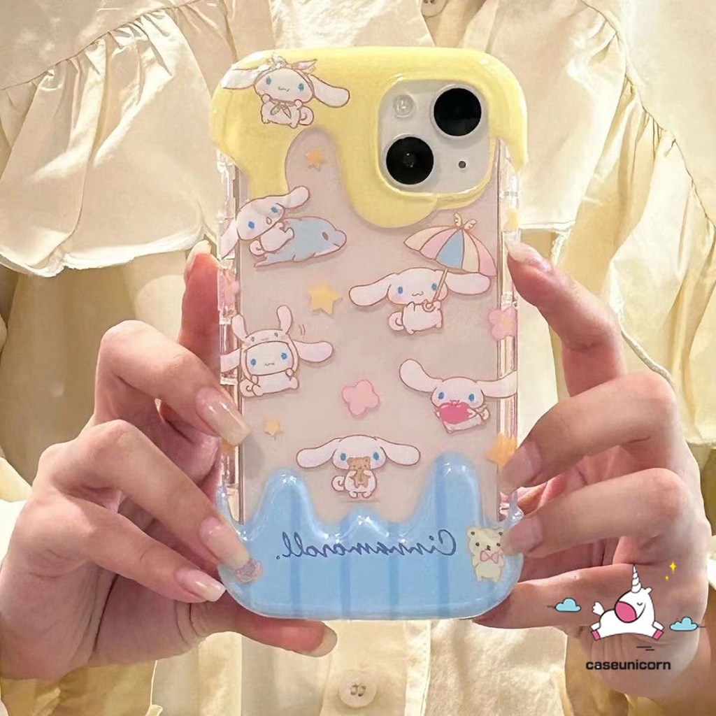 Cute Bear Rabbit Chick Kartun Ponsel Case Kompatibel Untuk IPhone XR X 7Plus 14 11 13 12 Pro Max7 8 Plus XS Max SE 2020lembut Musim Panas Indah Laurel Anjing Permen 3D Warna Ice Cream Cover