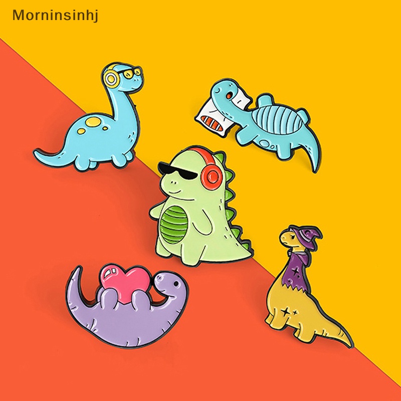 Mornin Kartun Dinosaurus Hewan Tetesan Minyak Lapel Bros Lencana Pin Pria Wanita Perhiasan Hadiah id