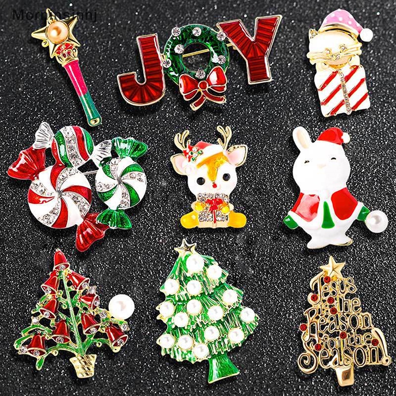 Mornin Natal Snowflake Pohon Elk Bros Lencana Lucu Bros Untuk Wanita Enamel Mengambil Hadiah Rusa Natal Tahun Baru Hewan Bros Pin Hadiah id