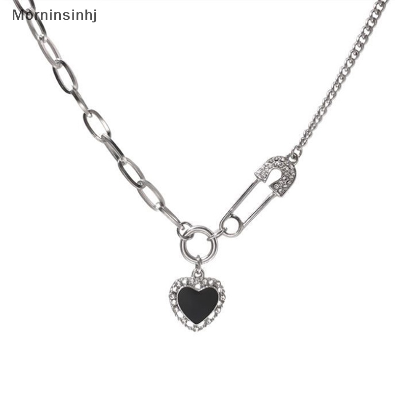 Mornin Punk Fashion Hitam Jantung Kalung Untuk Wanita Rantai Jantung Liontin Kalung Leher Choker Kalung Perhiasan Kerah id