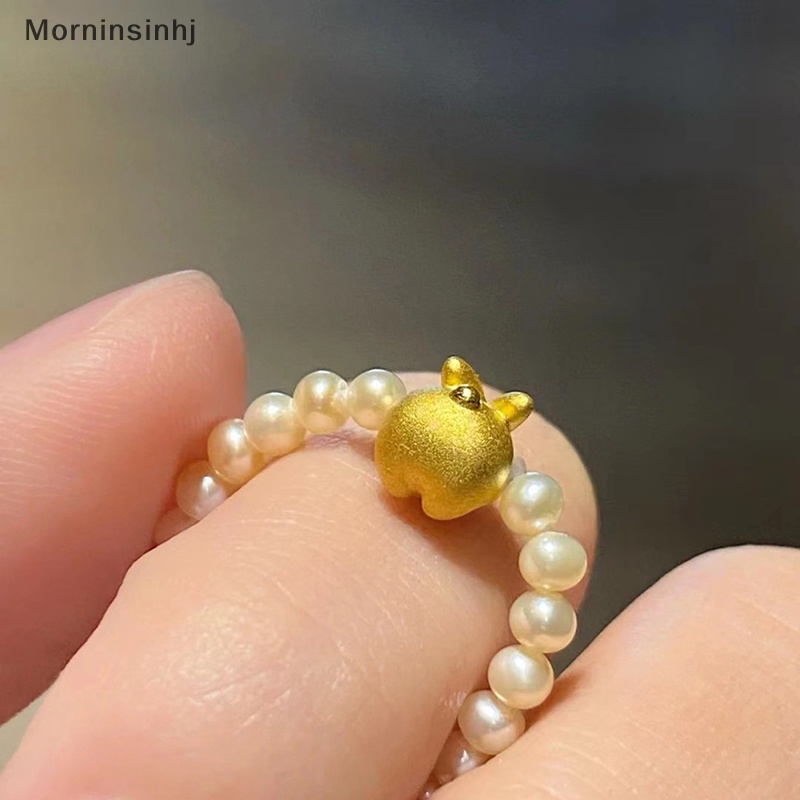 Mornin Fashion Lucu Kartun Beruntung Kelinci Minimalis Mutiara Manik-Manik Cincin Klasik Elegan Perhiasan Pernikahan Geometris Cincin Untuk Wanita Jari Cincin Elastis id