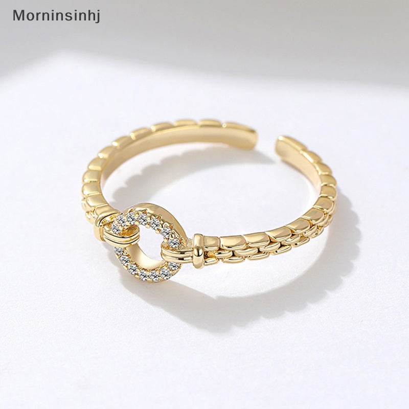 Mornin Shiny Zircon Round Rings Punk Rock Round Opening Adjustable Alloy Jari Cincin Untuk Wanita Fashion Perhiasan Aksesoris Hadiah id