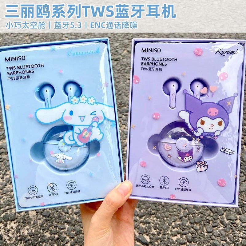 ori miniso Earphones Sanrio Tws Bluetooth Kuromi Cinamoroll ES001