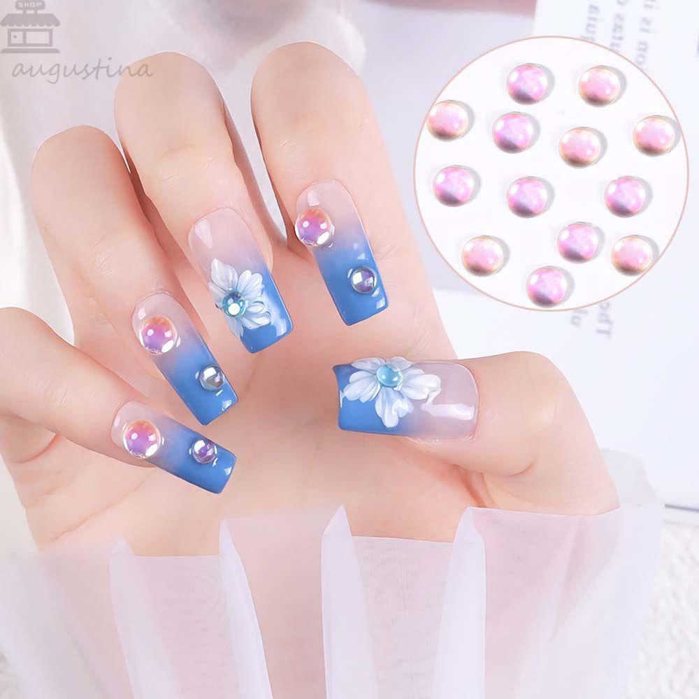 AUGUSTINA Agustina Aurora Nail Art Rhinestones Symphony Fashion Berbentuk Tidak Teratur Cinta Hati Segitiga Hiasan Kuku 3D Perhiasan Kuku