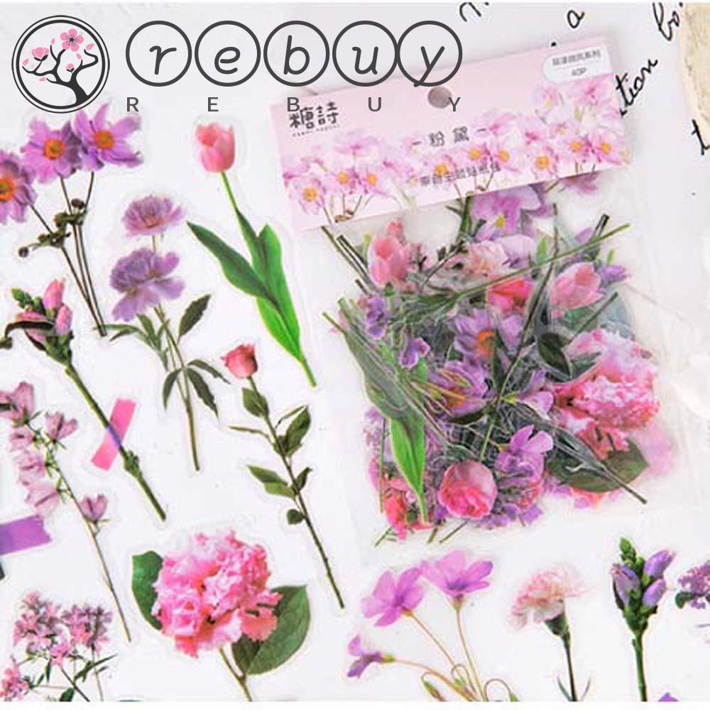 REBUY Rebuy Stiker Hias DIY Planner Handmade Craft Decal Bunga Tanaman Diary Floral Dekorasi Kertas