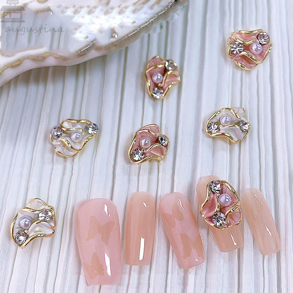 AUGUSTINA Agustin 3D Dekorasi Nail Art Mutiara Phnom Penh Wanita Kelopak Bunga Membuat Perhiasan Berlian Imitasi Manikur Aksesoris