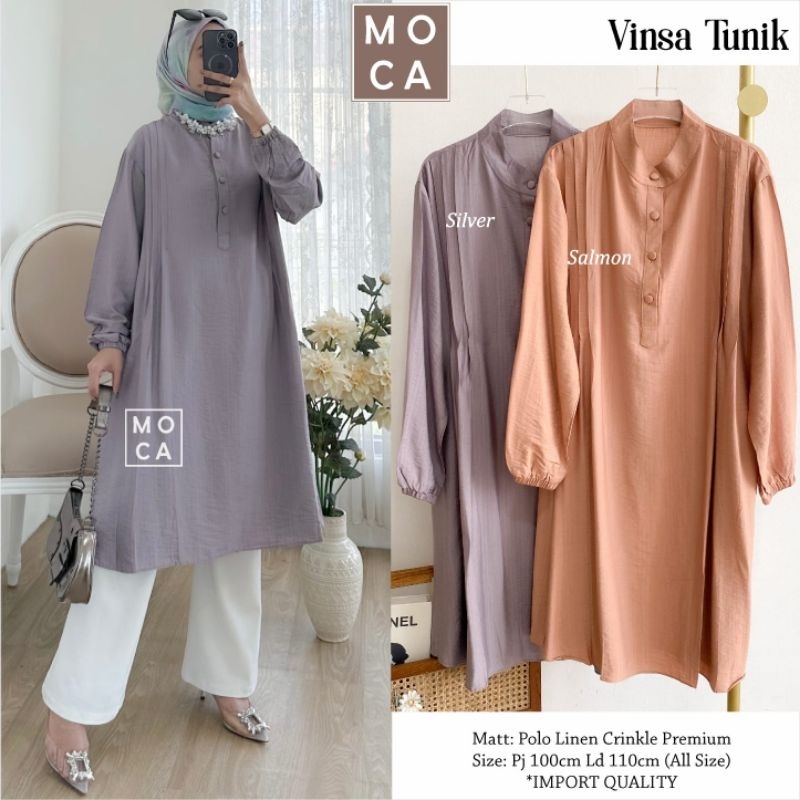 VINSA TUNIK ORI MOCA | Ld110 Polo Linen Crinkle Premium