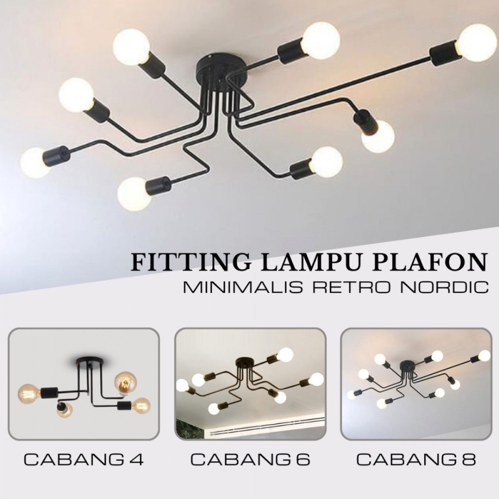 Fitting Lampu Plafon LED Minimalis Retro Nordic E27