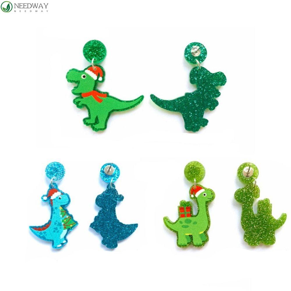 NEEDWAY Needway Anting Natal Trendi Lucu Dinosaurus Hewan Hadiah Tahun Baru Wanita Perhiasan