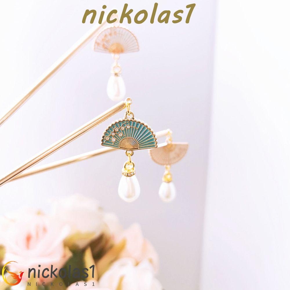 NICKOLAS1 Wanita Aksesoris Rambut Temperamen Indah Pernikahan Mutiara Liontin Rambut Garpu Alloy Gaya Cina Jepit Rambut