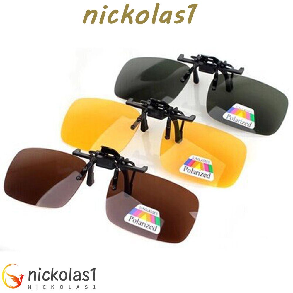 NICKOLAS1 Kacamata Clip-on Outdoor Hitam Kuning Vision Care Night Vision Clipon Mengemudi Memancing Flip Up Eyewear