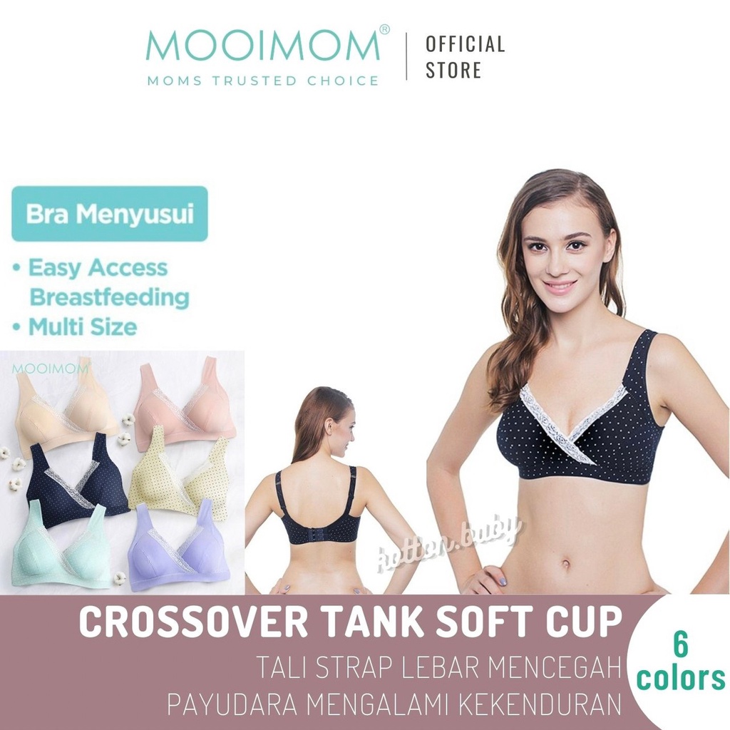 Bra Menyusui &amp; Hamil | MOOIMOM Crossover Tank Soft Cup Sleeping Maternity &amp; Nursing Bra