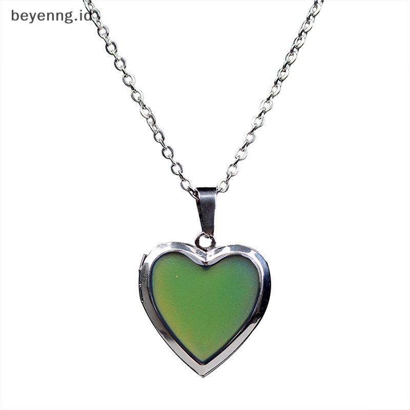 Beyen Mood Necklaces Heart Pendant Necklace Temperature Control Kalung Berubah Warna ID