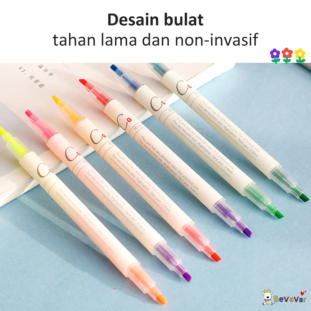 BEVAVAR 6Pcs/Set Stabilo Warna Warni / Highlighter Warna Warni 12 Warna