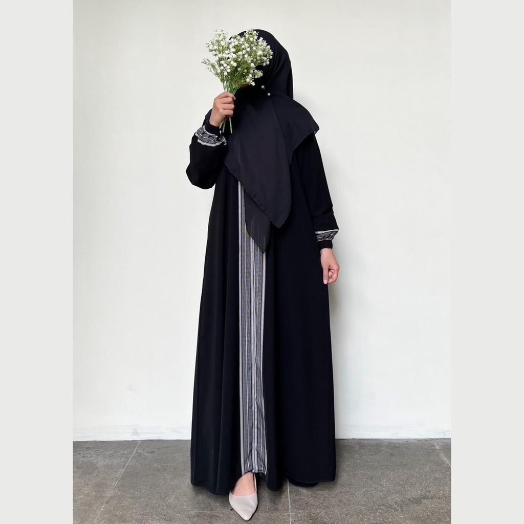 MURAH Abaya Jetblack Mariqueena Gamis basic Abaya tenun Griya Musafa ELKAFF