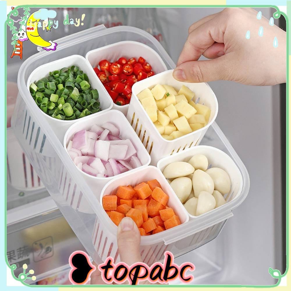 TOP Garlic Fresh-keeping Box Rumah Tangga Kulkas Freezer Organizers Drain Storage Box Dapur Gadget Sealing Kotak Penyimpanan Makanan Kotak Sayur Dengan Penutup