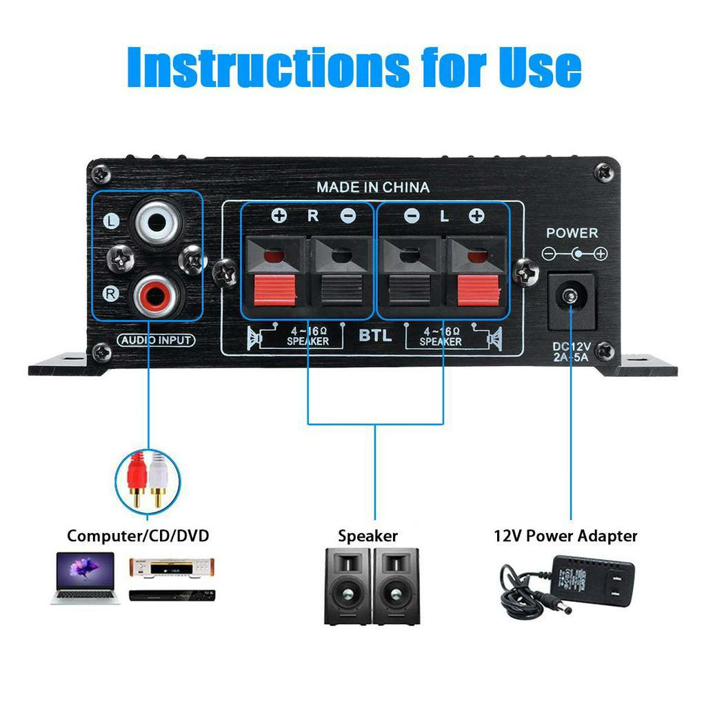 Rumah Penguat Digital Amplifier / Amplifier Daya Audio Karaoke Home Theater Amplifier 2 Saluran Bluetooth AK160 AK270 Amplifier USB/SD AUX Input / Digital Hifi Penguat Daya Audio Stereo 200W + 200W Amp Daya Saluran Ganda