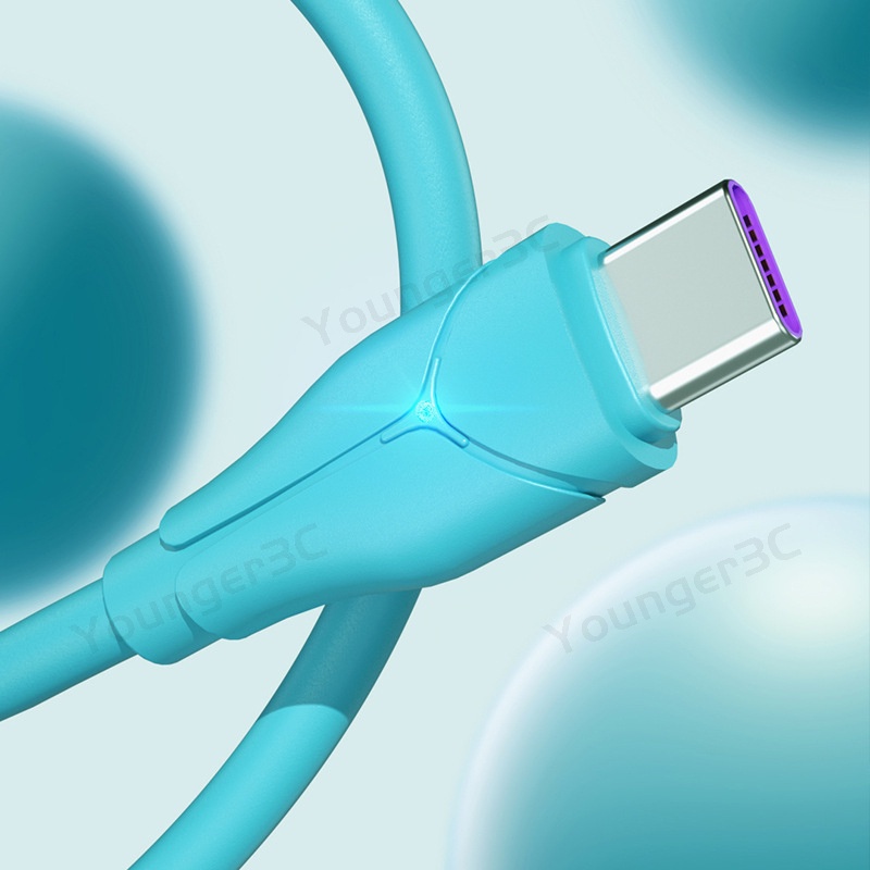 5a Super Fast Charging USB Cable Liquid Lembut Fast Charging Cord Perekat Cahaya Cerdas Aman Jalur Pengisian Cepat Untuk ios Micro Tipe C
