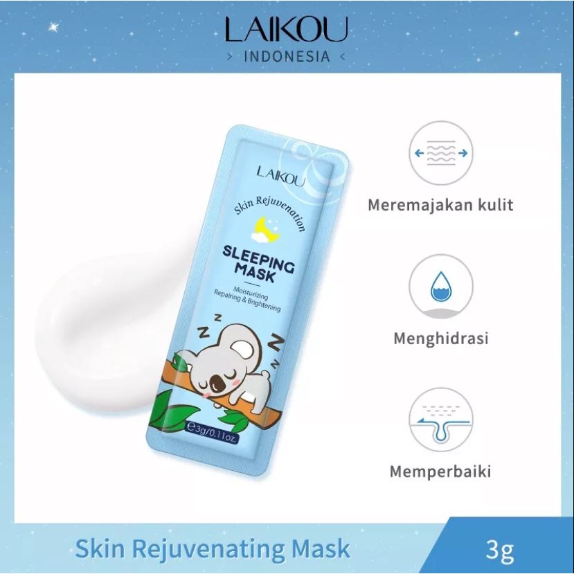 LAIKOU Sleeping Mask SKIN REJUVENATION Peremajaan Kulit Krim Wajah Malam Mengurangi Jerawat Tanpa Bilas 1pcs