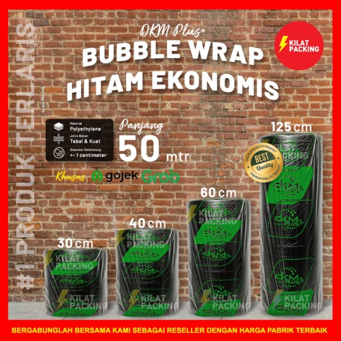 

BUBBLE WRAP 40CM X 50M TEBAL DELKOMAS DKM PLUS SATUAN - 40CM X 50M, Hitam Ekonomis