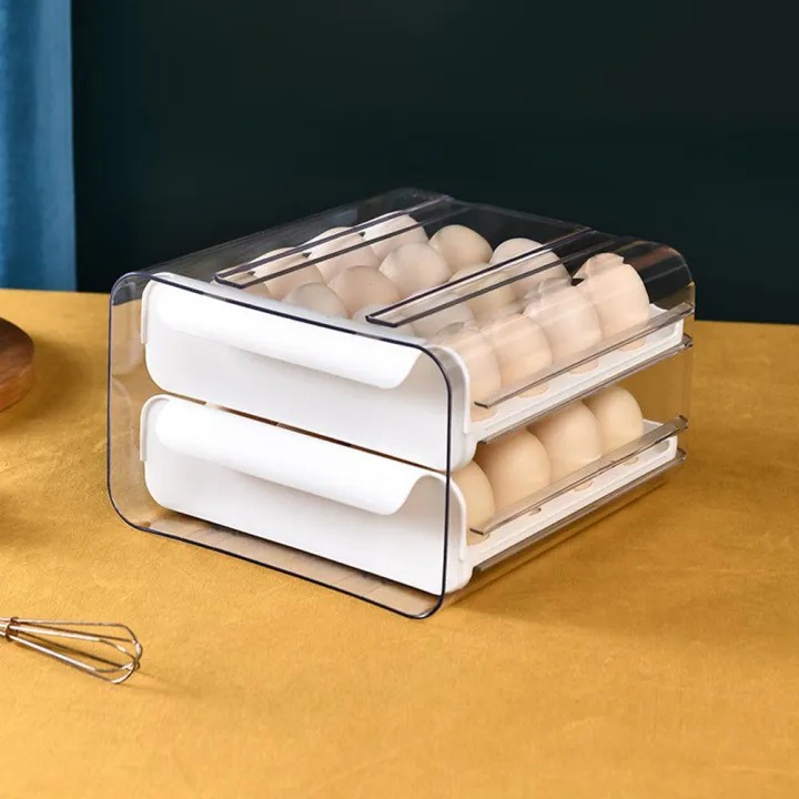 Egg Box Organizer 2 Tingkat Rak Kotak Penyimpanan Telur