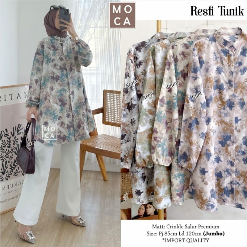 RESFI TUNIK Jumbo ORI MOCA | Ld120 Crinkle Salur Premium