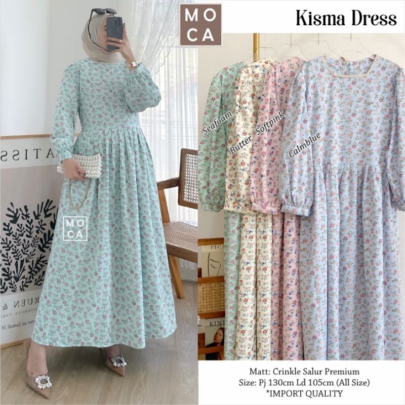KISMA DRESS ORI MOCA | Ld105 Crinkle Salur Premium