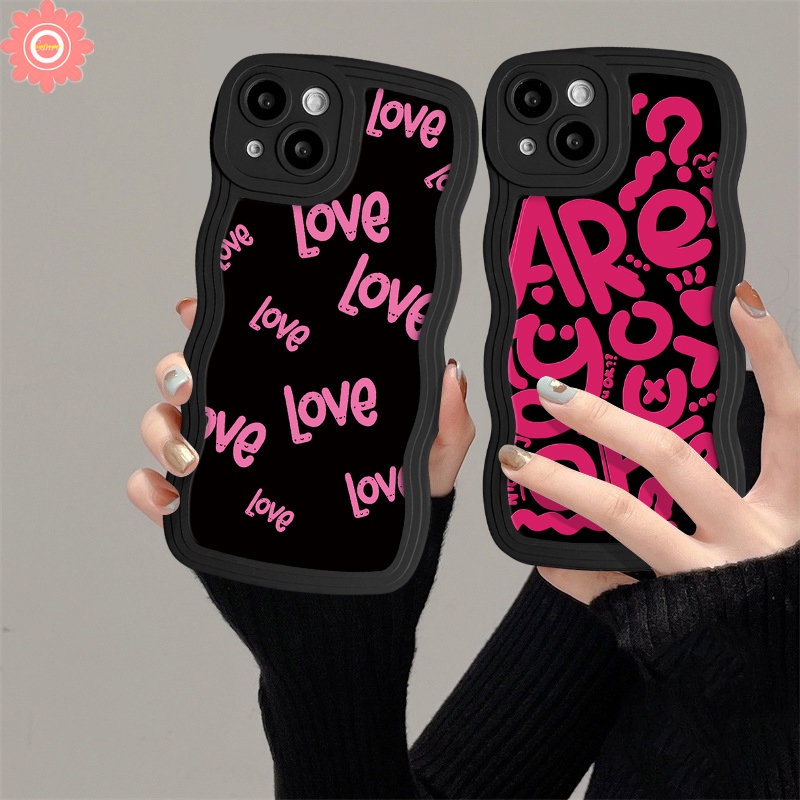 Casing Alfabet Love Untuk Redmi A1 10C 9A 9T A2 10A 9C A1+10 A2+ 12C 9catatan10 11 8 9 Pro 11s 10s 9s Mi 11T Pro POCO X3 M3 NFC Pro Graffiti Huruf Inggris Wavy Edge Sarung Soft Case