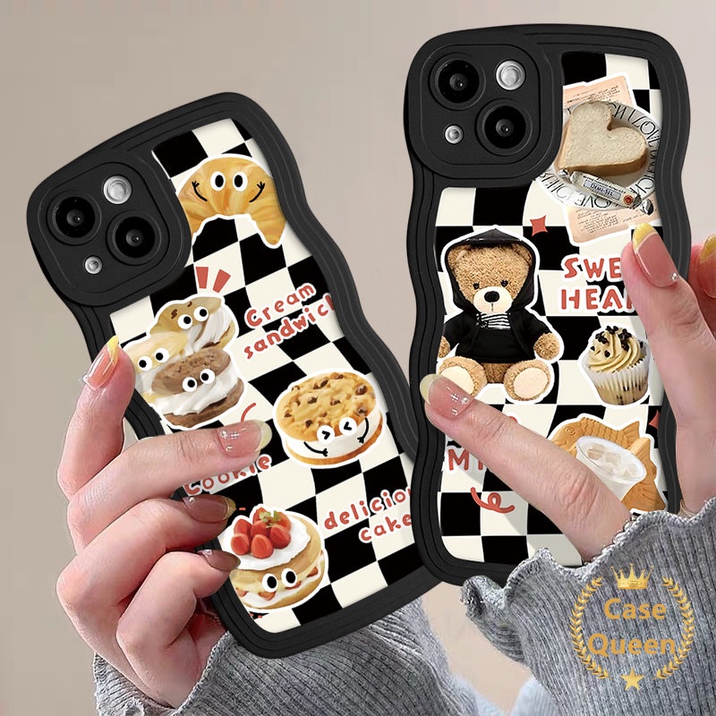 Kartun Lucu Puppy Lovely Bear Casing Untuk Redmi A1 10C 12C 9A 9T 9C NFC 10A 9C 10 9 Redmi Note8 11s 9 10 10S 11 Pola Tidak Teratur Beruang Lucu Cookie Cake Lembut Bergelombang Penutup Tepi