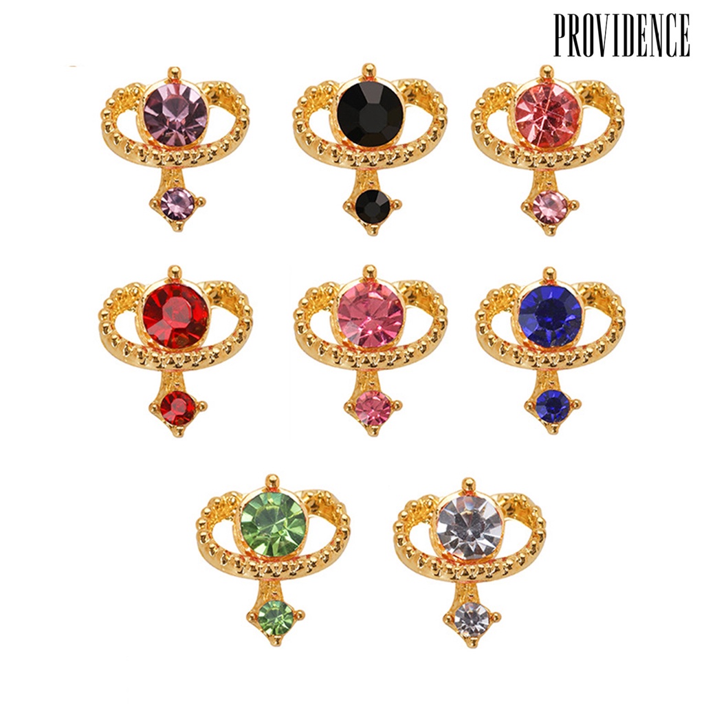 Providence 10 Pcs 3D Kuku Mengkilap Berlian Imitasi Multicolor Kristal Imitasi Alloy Planet Kuku Pesona Perhiasan Aksesoris Ponsel Case Ornamen DIY Nail Art Dekorasi