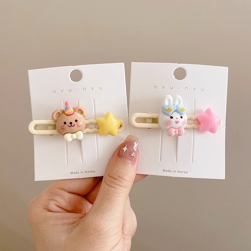 Cute Bear Bunny Little Girl Hair Clip Kecil Klip Hiasan Kepala Duckbill Klip Aksesoris Rambut Anak